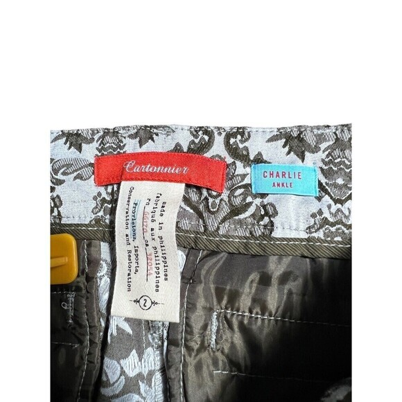 NWT Anthropologie Cartonnier Pants Charlie Ankle Siz 2 Brocade Jacquard Trousers - Picture 8 of 12